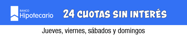 24 cuotas sin interés abonando con Banco Hipotecario.